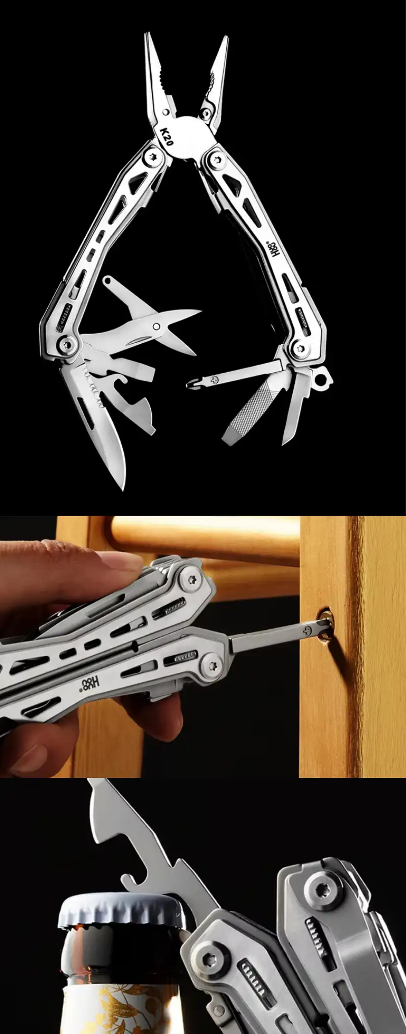 Huohou K20 20 in 1 Multi Tool Pocket Folding Knife Pliers Scissors Multi functional Hand Tool 1