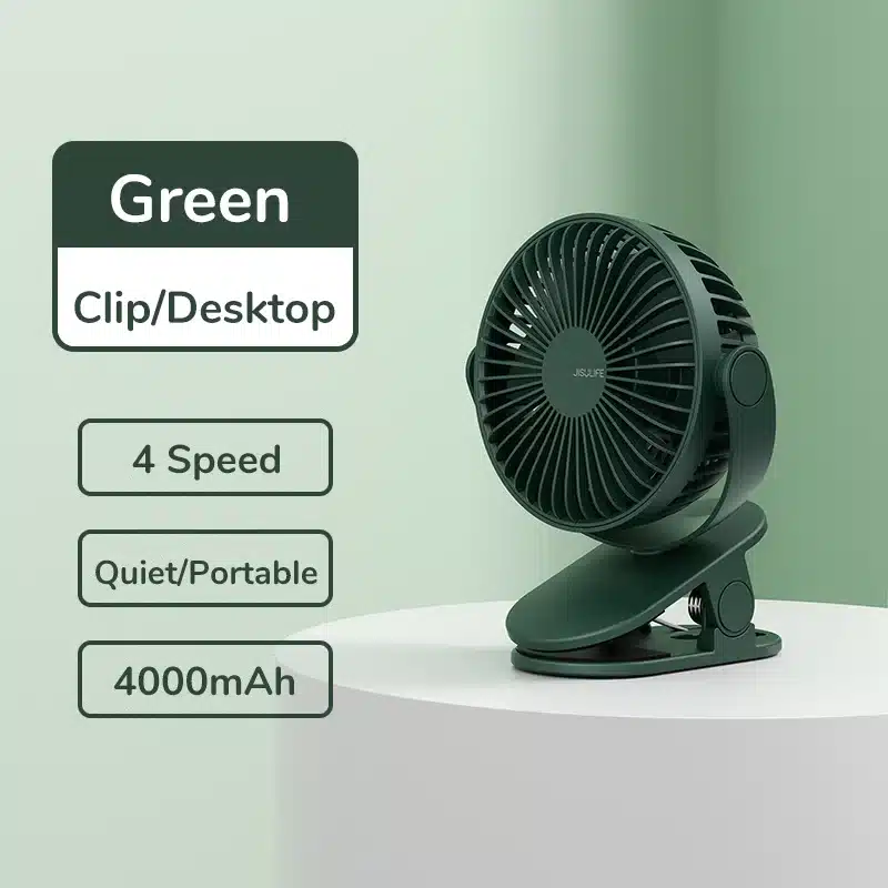 JISULIFE FA18S Portable Clip Fan USB Rechargeable 4000mAh Battery 2