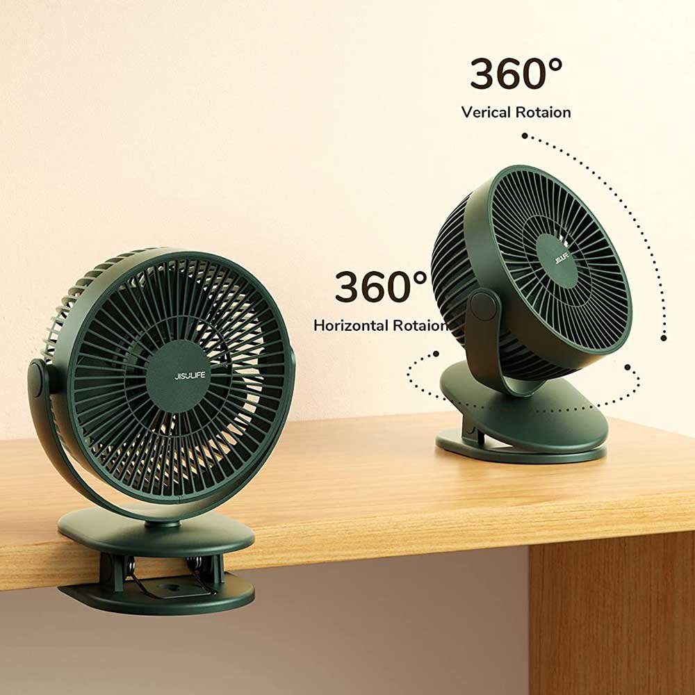 JISULIFE FA18S Portable Clip Fan USB Rechargeable 4000mAh Battery 3