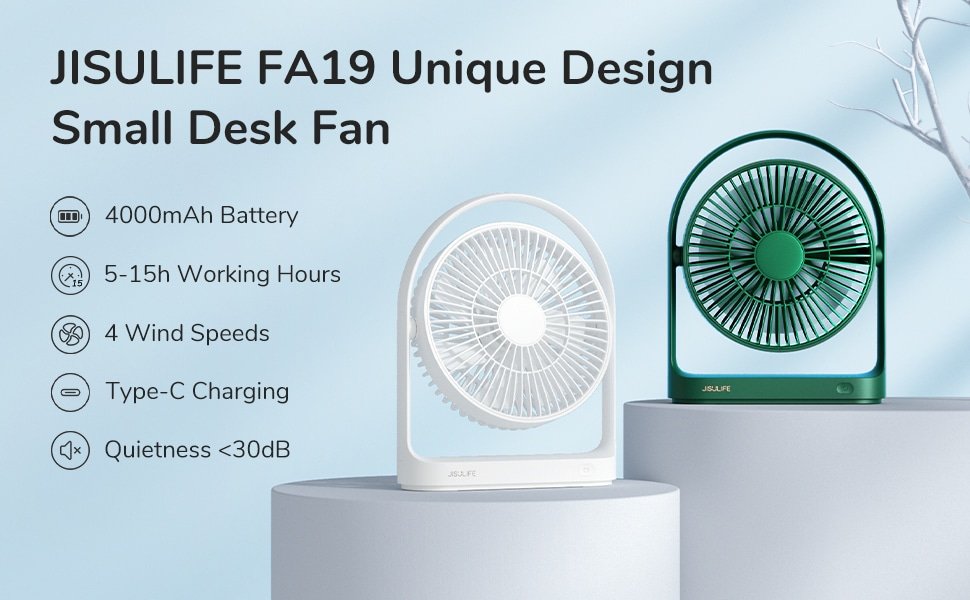 JISULIFE FA19 USB Portable Rechargeable Fan 4000mAh 3
