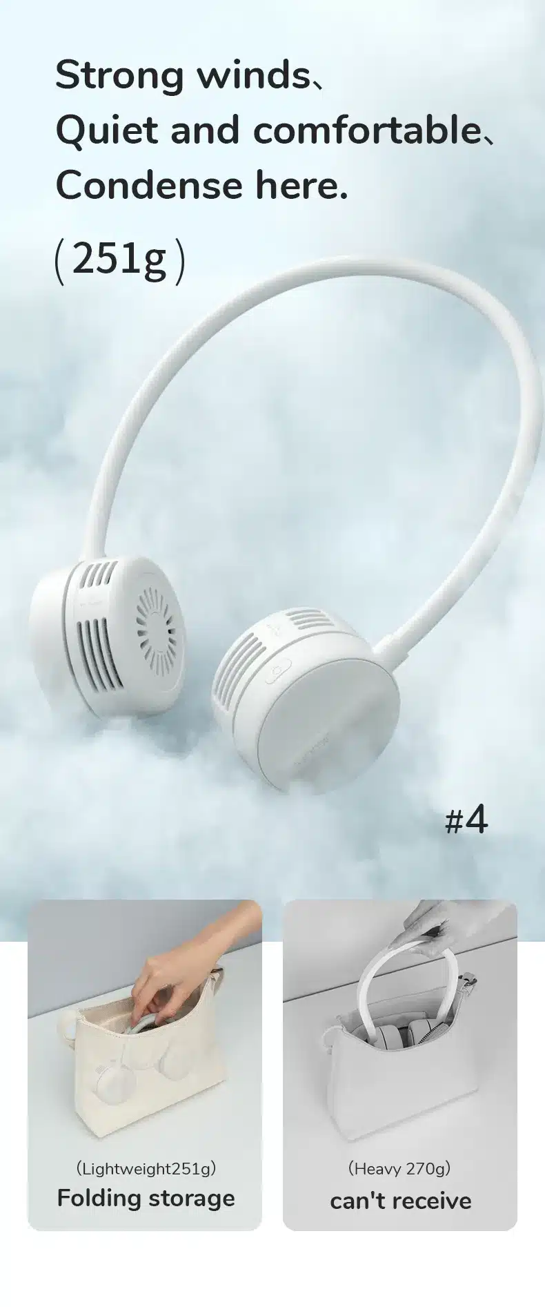 JISULIFE FA25 Adjustable Neck Fan 1800mAh 1