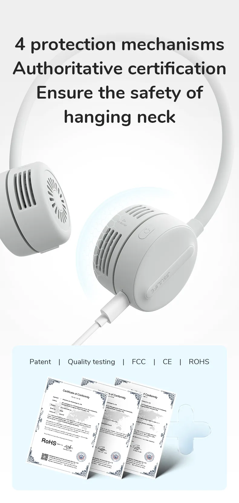 JISULIFE FA25 Adjustable Neck Fan 1800mAh 2