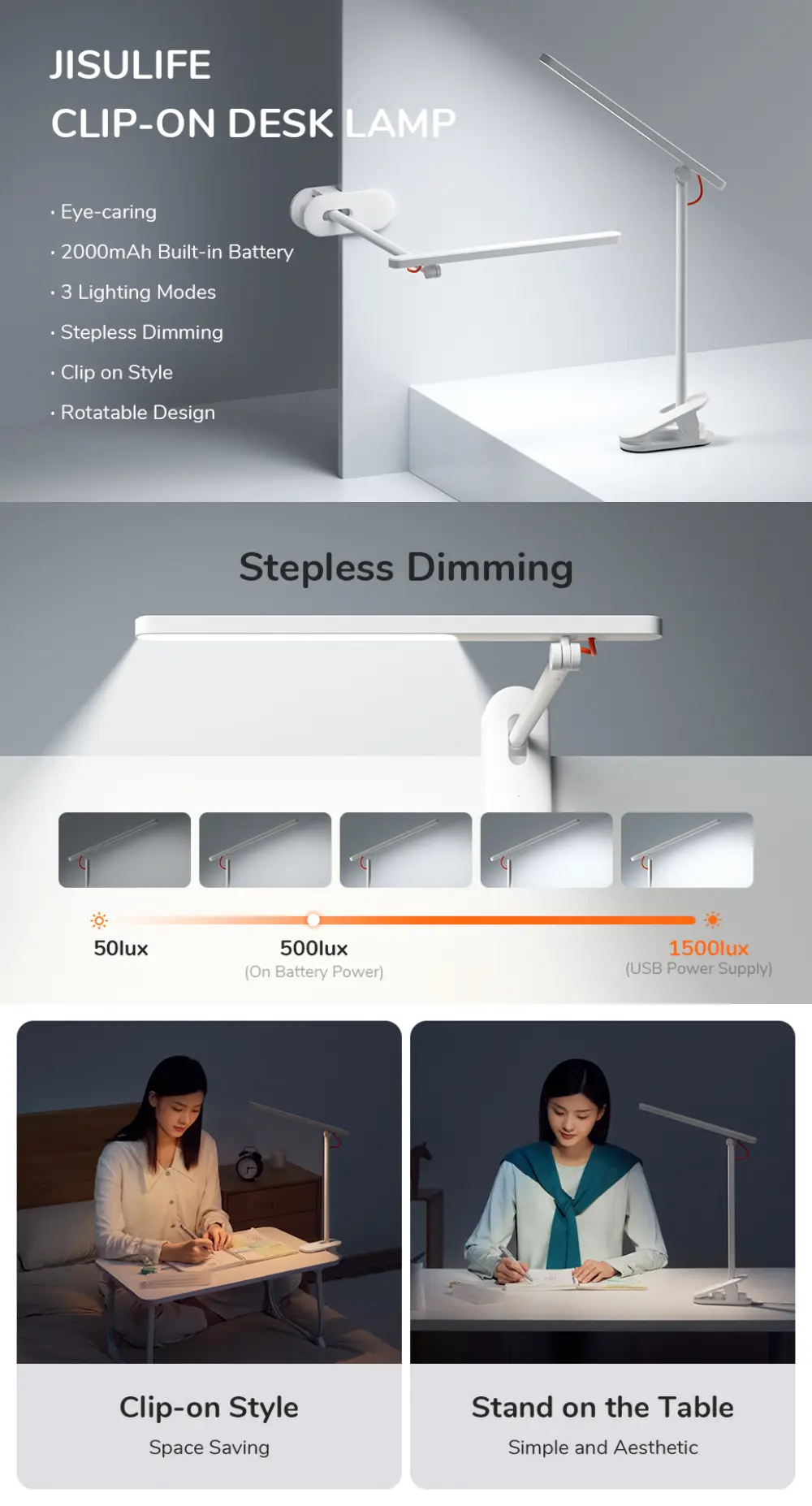 JISULIFE LA01 Foldable Clip Design Lamp 1 JISULIFE LA01 Foldable Clip Design Lamp 2