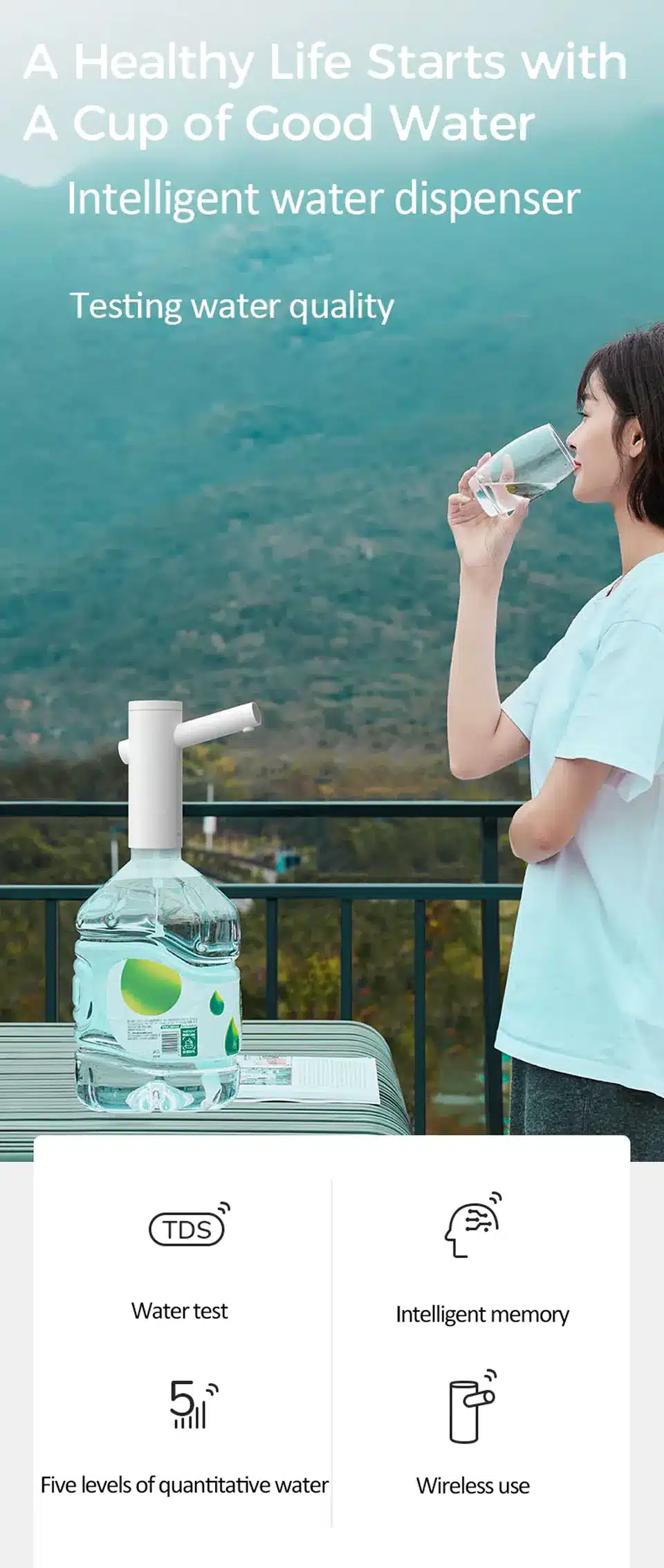 JISULIFE PU01 TDS Dispenser Water Pump Electric Rechargeable Pump 3