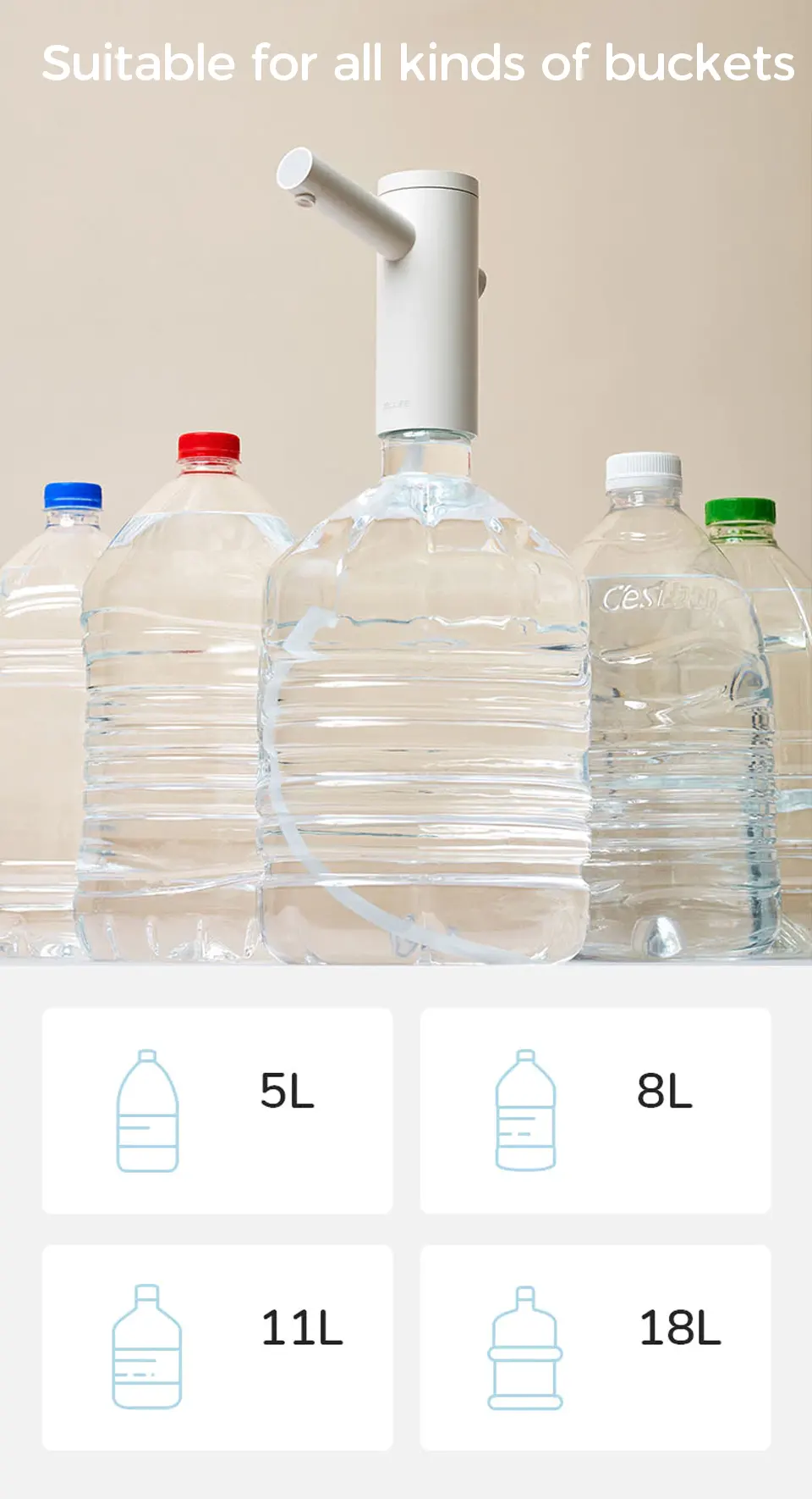 JISULIFE PU01 TDS Dispenser Water Pump Electric Rechargeable Pump 4