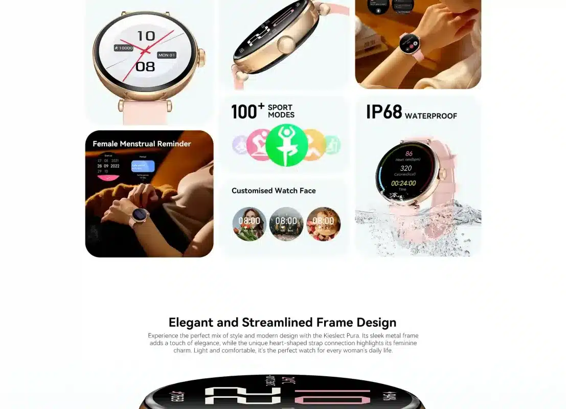 Kieslect Pura Reno Smart watch For Womens with Fitness Tracking 5