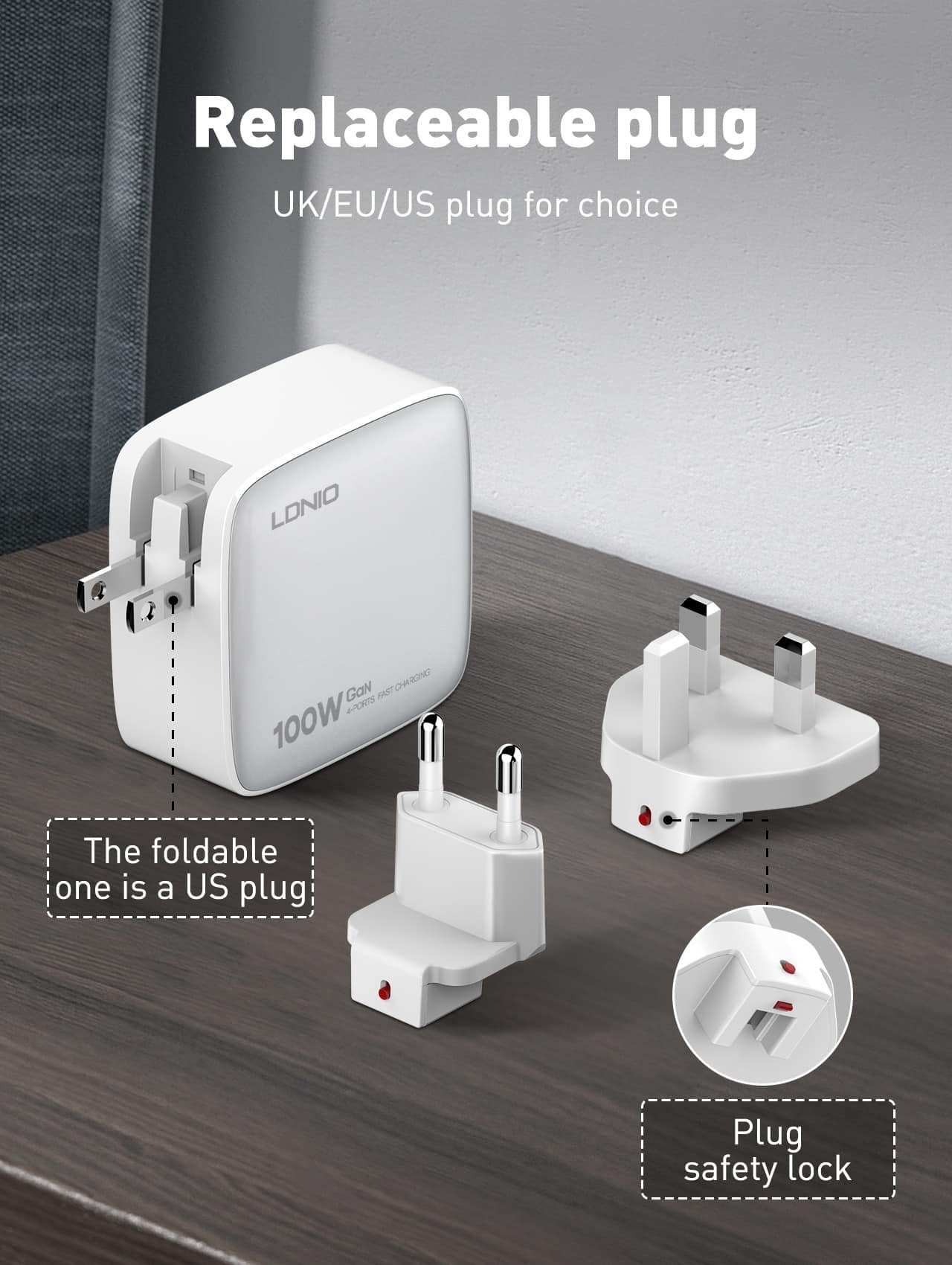 LDNIO Q408 100W 4 Port USB PD GaN Wall Charger 3