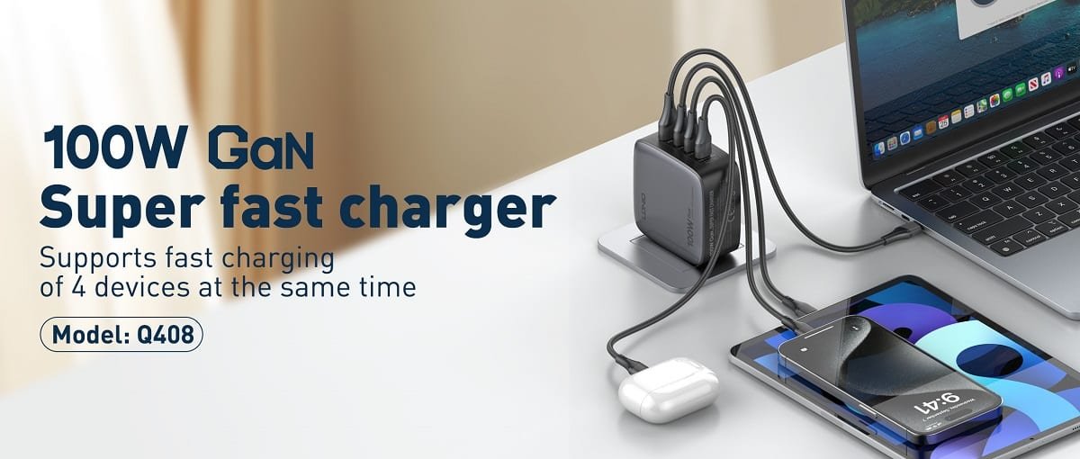 LDNIO Q408 100W 4 Port USB PD GaN Wall Charger 6
