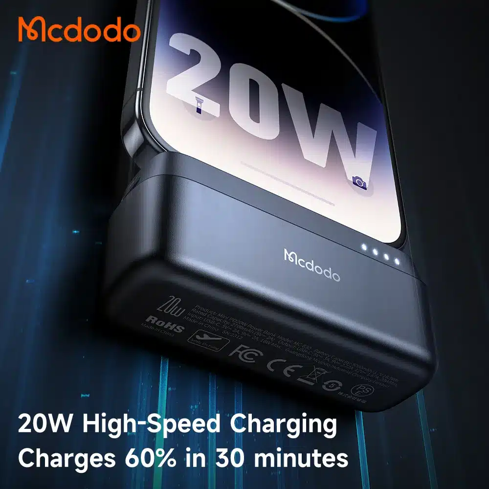 Mcdodo MC 628 20W 5000mAh Power Bank Built in Lightning Connector 1