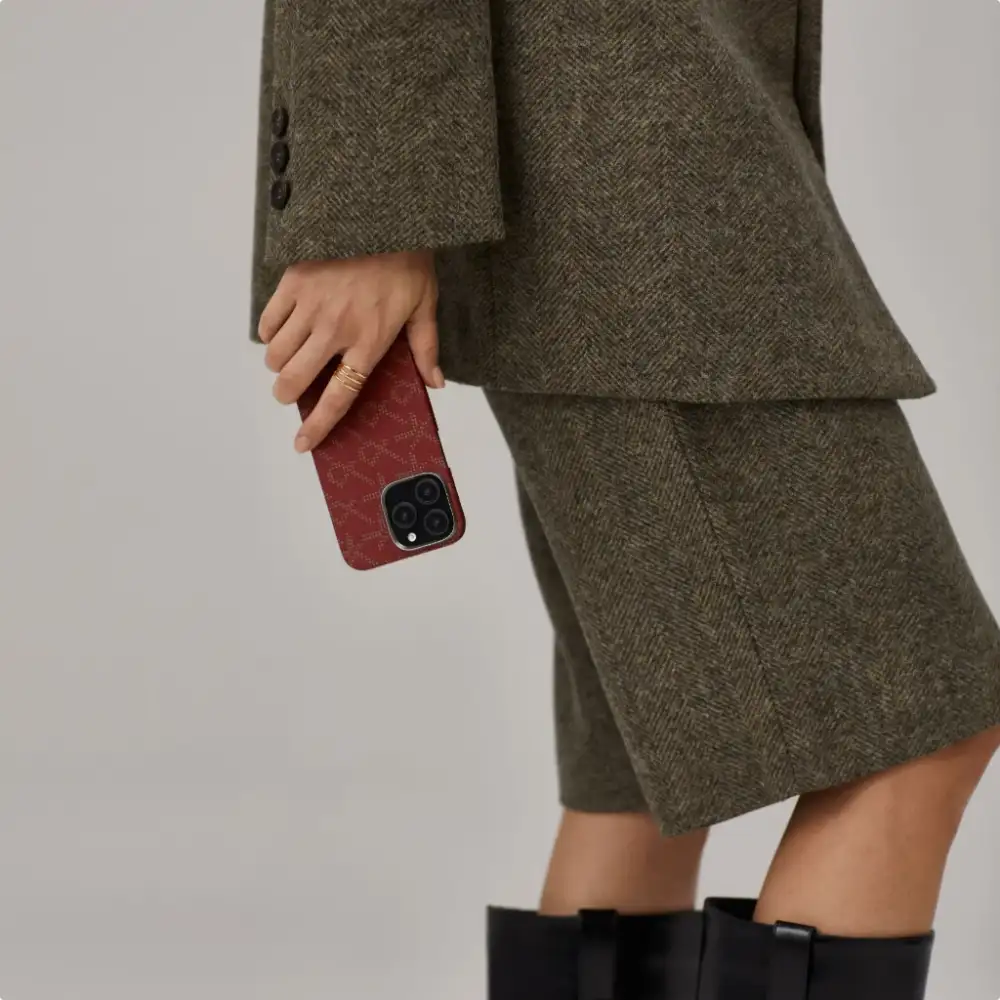 Pitaka Gold Red Classic Monogram Tactile Woven Case for iPhone 1