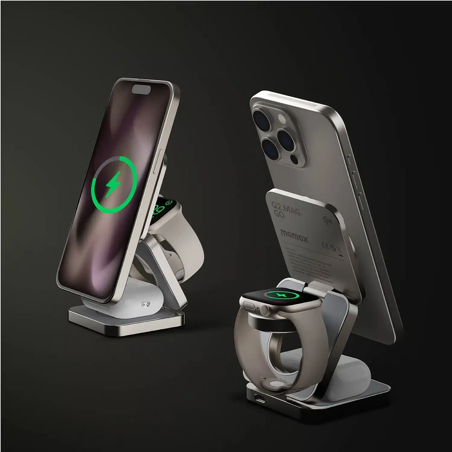 Q2.Mag 3 in 1 Foldable Qi2 15W Magnetic Wireless Charging Stand 1