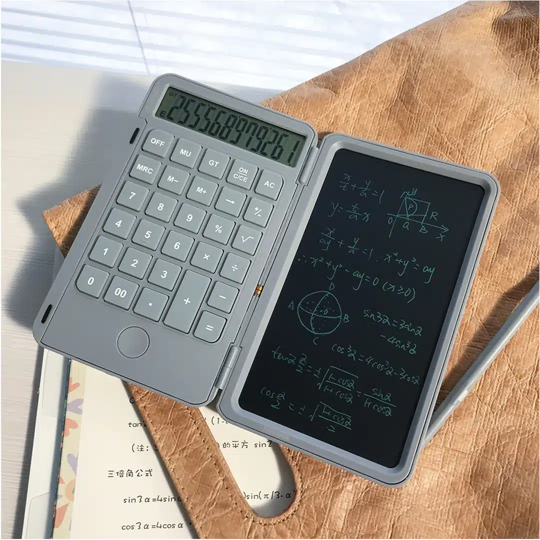 Rechargeable Calculator with 6.5 Inch LCD Notepad Pen 3