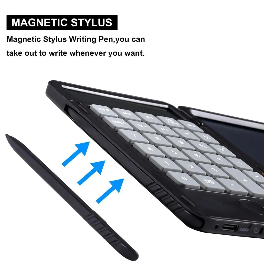 Rechargeable Calculator with 6.5 Inch LCD Notepad Pen 5