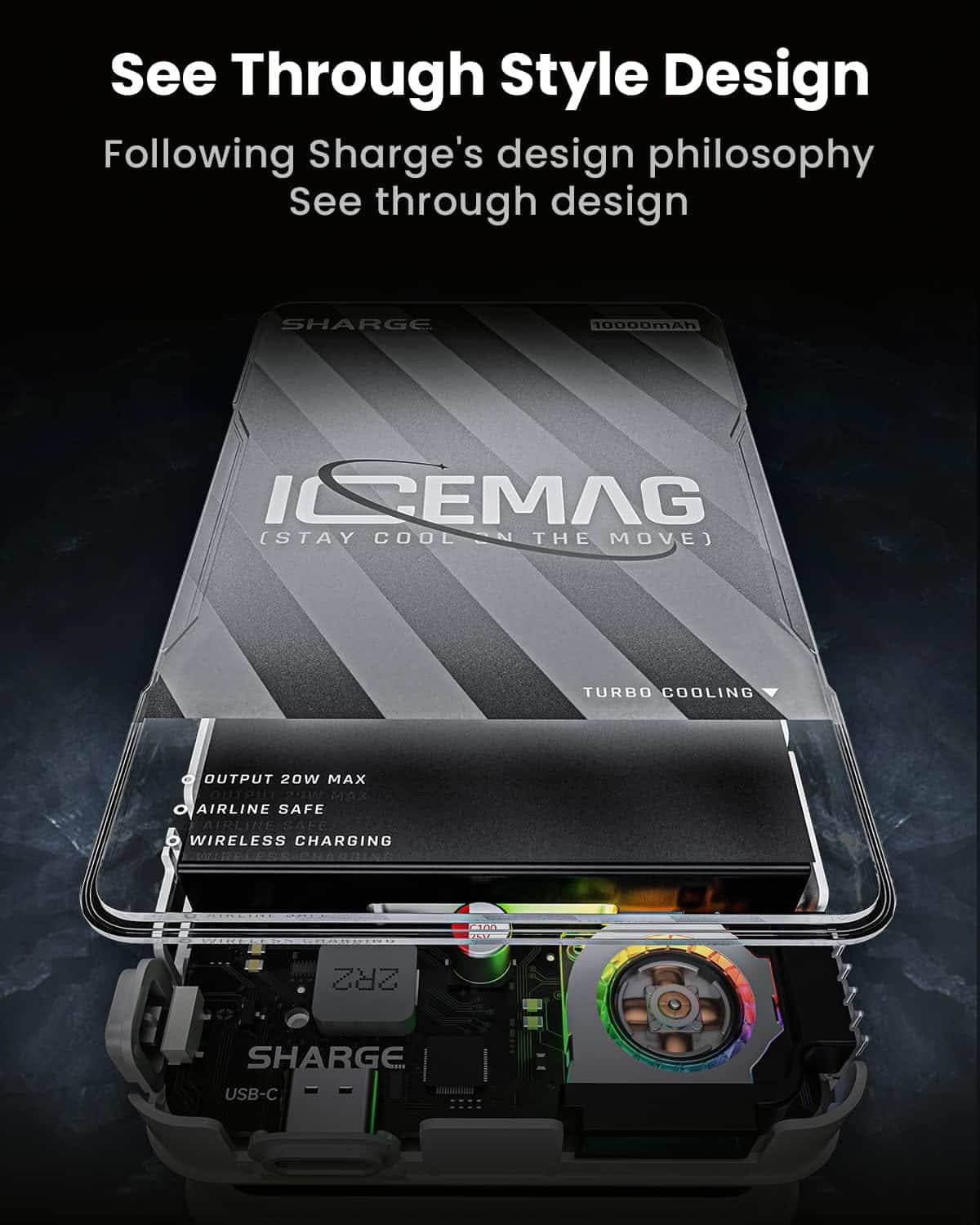 Sharge ICEMAG Magnetic 10000mAh Active Cooling Power Bank 1
