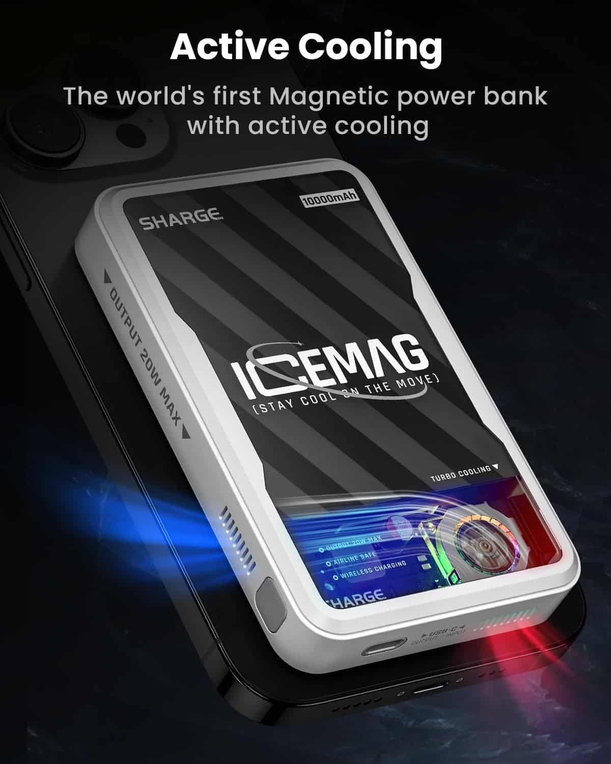 Sharge ICEMAG Magnetic 10000mAh Active Cooling Power Bank 5