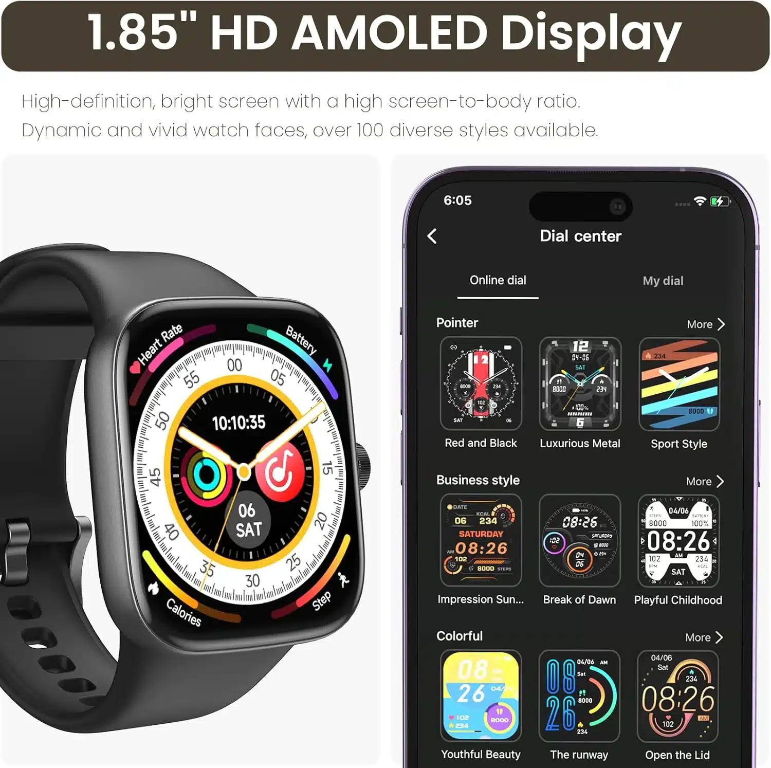 TOZO S7 AMOLED Bluetooth Call Smart Watch 6