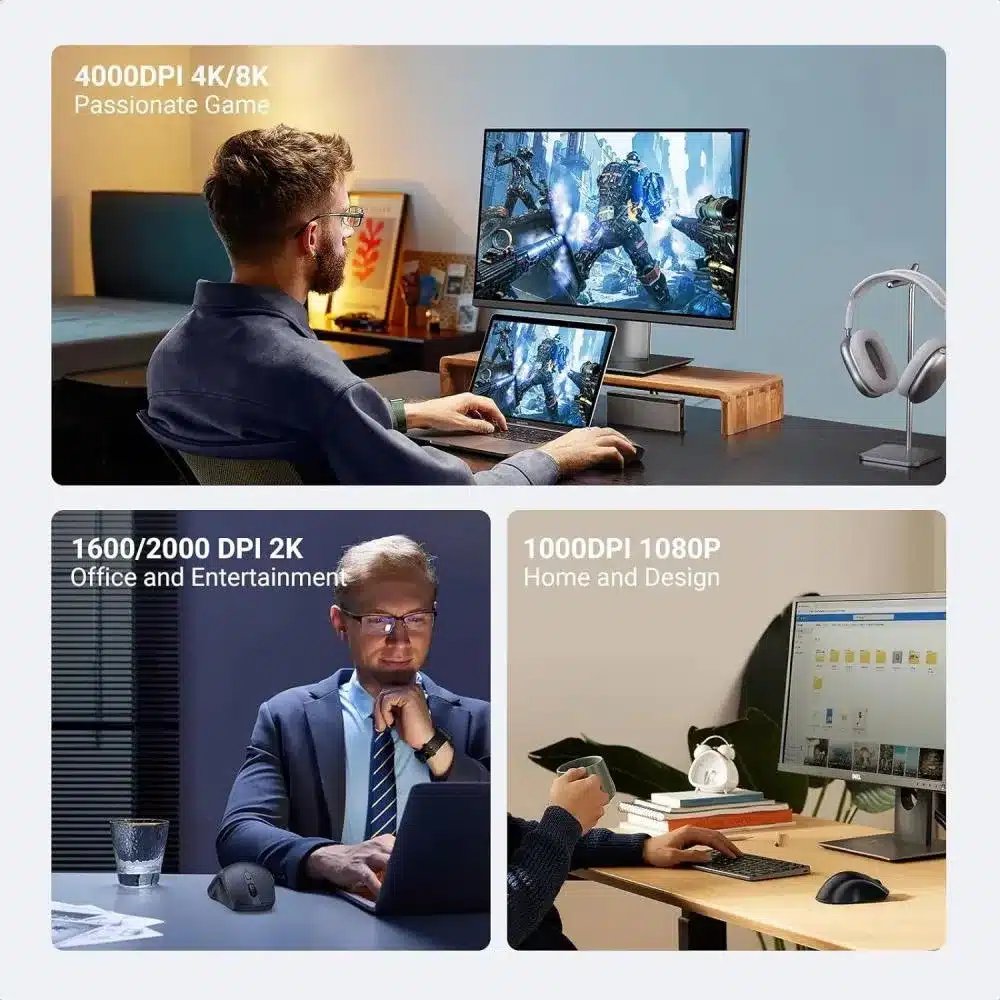 UGREEN Ergonomic Wireless Mouse 4000 DPI MU101 3