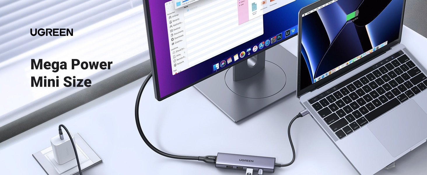 UGREEN USB C Hub 5 in 1 4K 60HZ HDMI to USB C Adapter Type C Dock Multiport with 4 USB 3.0 Type C to HDMI Hub 20956