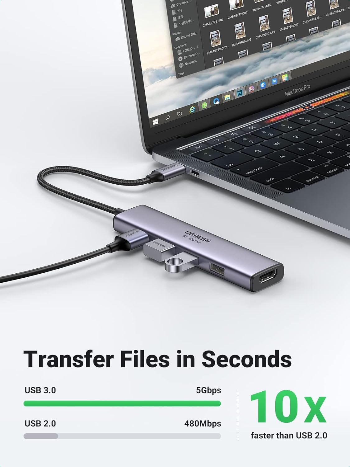 UGREEN USB C Hub 5 in 1 4K 60HZ HDMI to USB C Adapter Type C Dock Multiport with 4 USB 3.0 Type C to HDMI Hub 20957