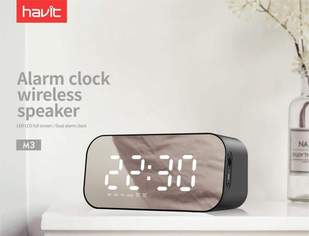 havit m3 wireless bluetooth speaker with alarm clock radio 4