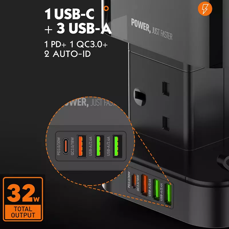 ldnio skw6457 6 outlet usb tower extension power socket with 15w wireless charger 2