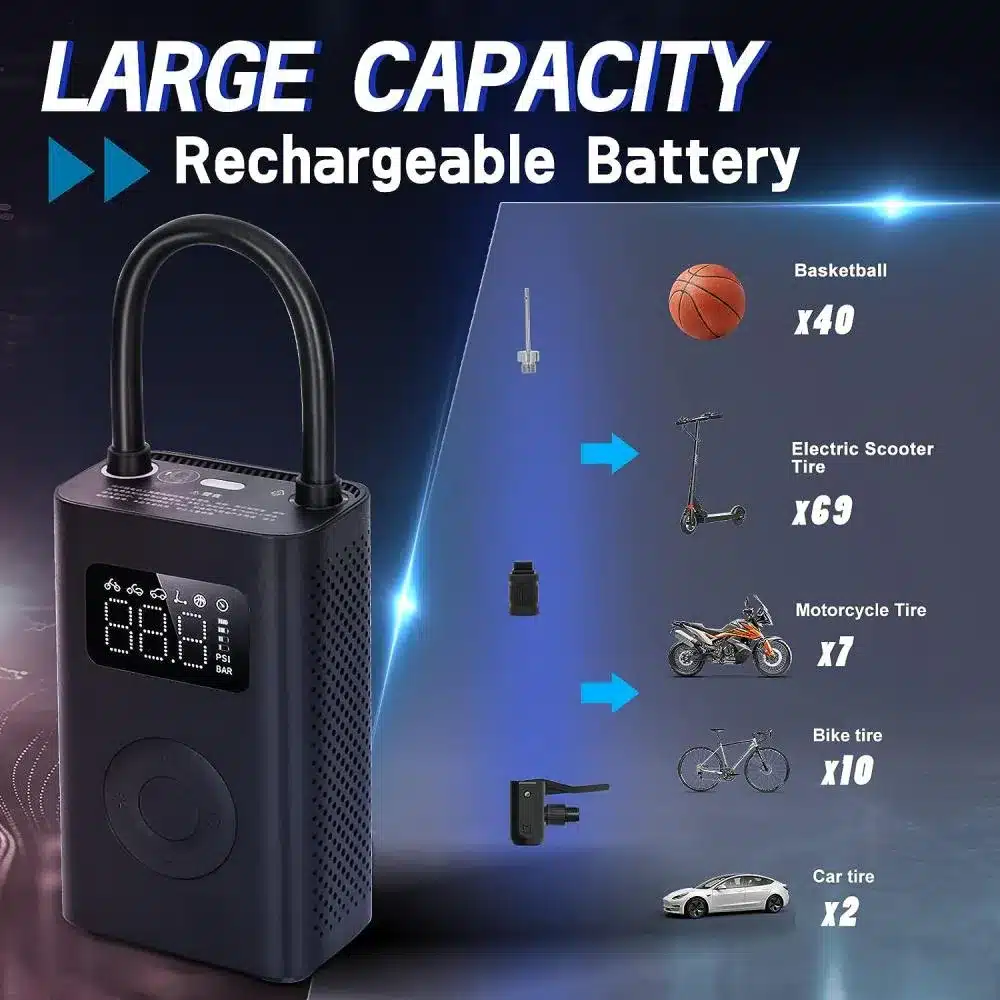 xiaomi mijia air pump 2 digital tire pressure detection built in battery portable inflator pump 1