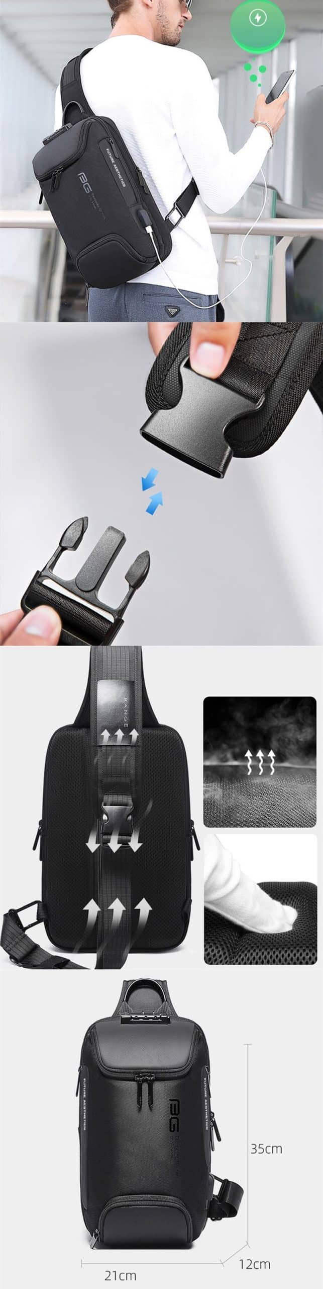 Bange BG 7082 Anti theft TSA Lock Crossbody Bag 1 scaled