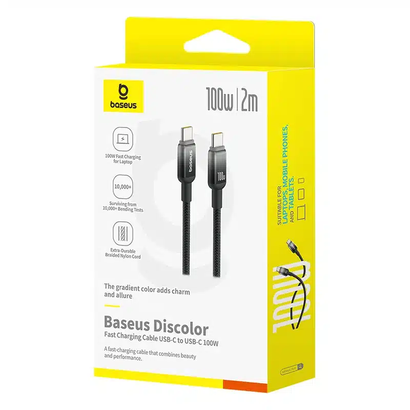 Baseus Cable 100W Type c to Type c Discolor Series Fast Charging Data Cable 2M P10374902111 01 3