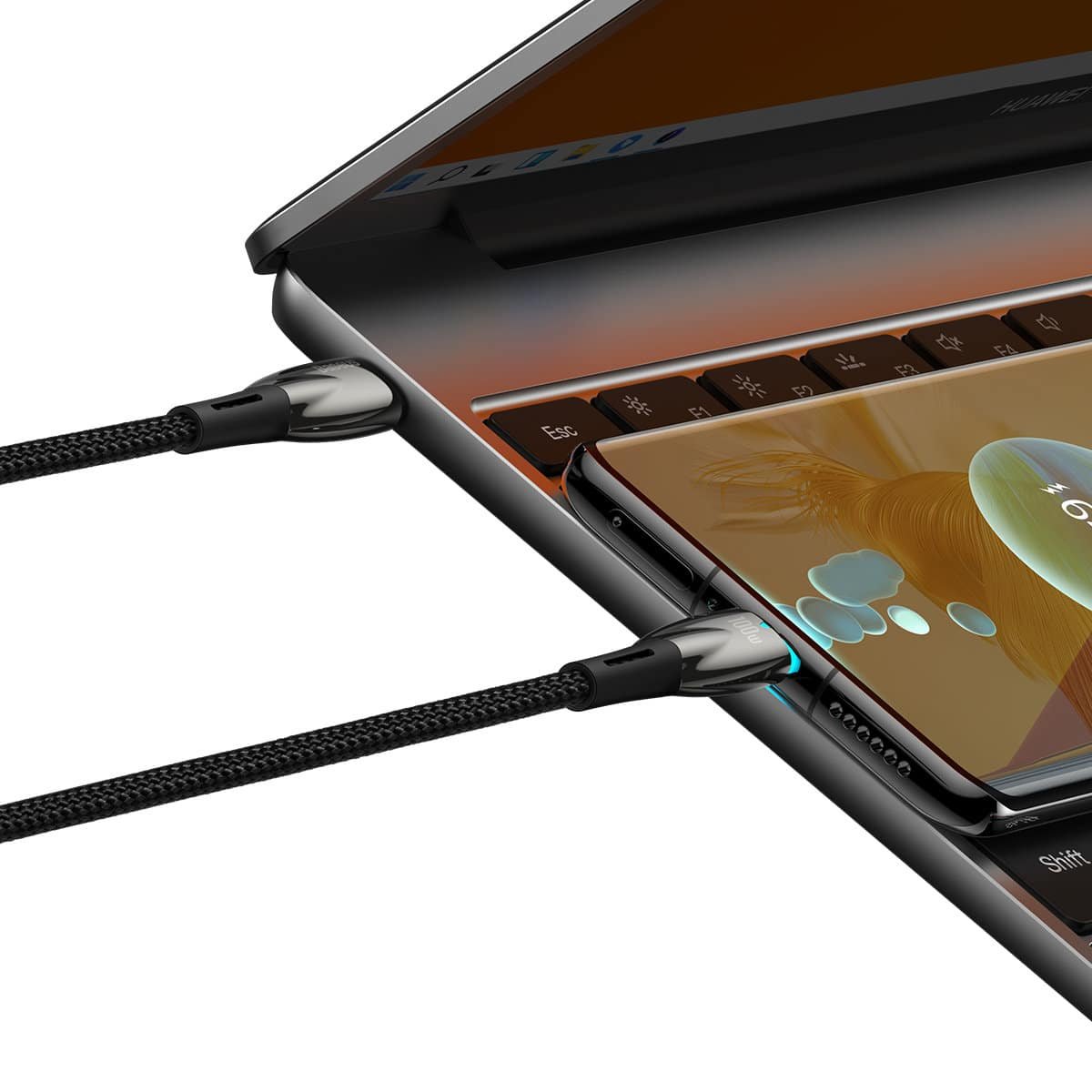 Baseus Cable Type C to Type C PD Charging 100W Glimmer Series Fast Charging Data Cable 1m BLACK For Phone Laptop CADH000701 2