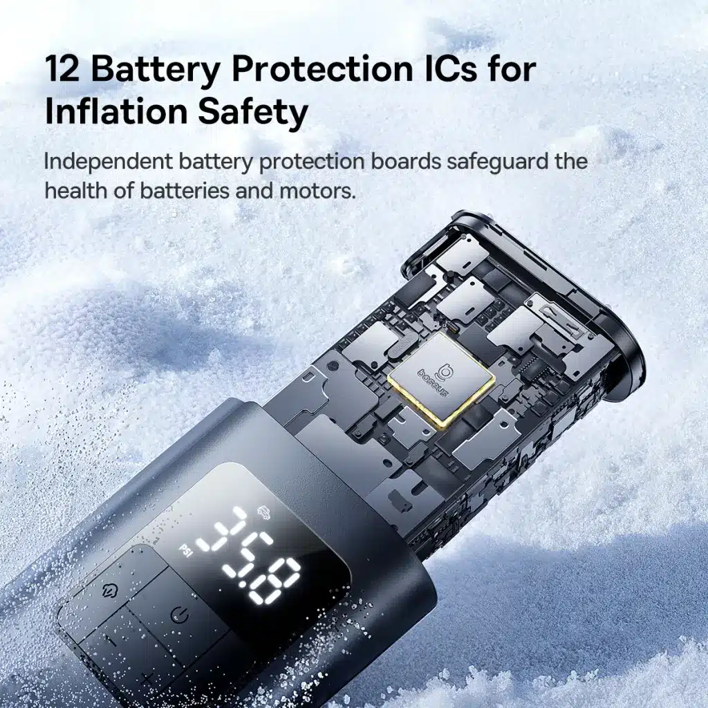 Baseus Car Tire Inflator Pumper VA1 Dual Power Wired Wireless With Flashlight 6000 mAh Power Bank 1