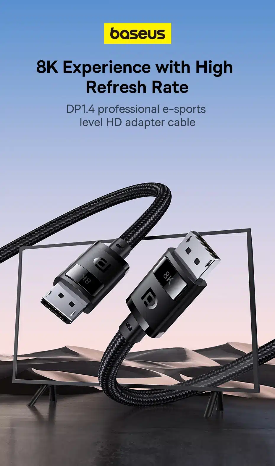 Baseus High Definition Series Displayport 8K to Displayport 8K Cable 2m Cluster 1