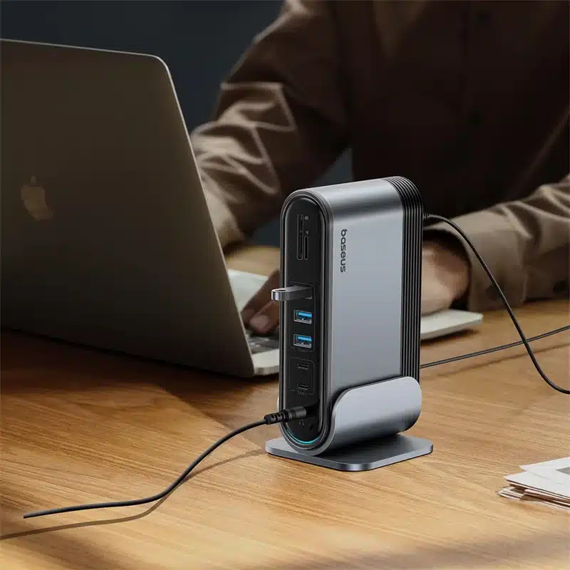 Baseus Hub Working Station Three Screen 17 in 1 Multifunctional Type C HUB Adapter Dark gray CAHUB DG0G 1