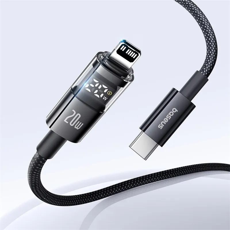 Baseus PD 20W Display 2 Fast Charging Data Cable For Iphone 14 13 12 11 Type c to Lightning 1m Cosmic Black P10382703121 00 2