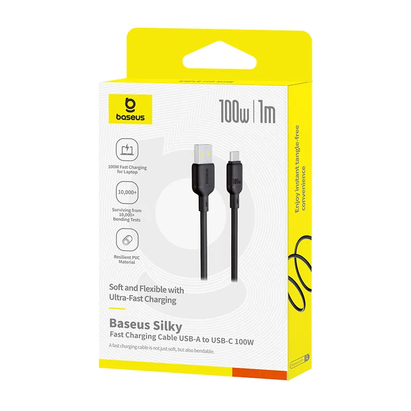 Baseus Silky Series Fast Charging Cable USB to Type C 100W 2m Cluster Black P10377703113 01 2