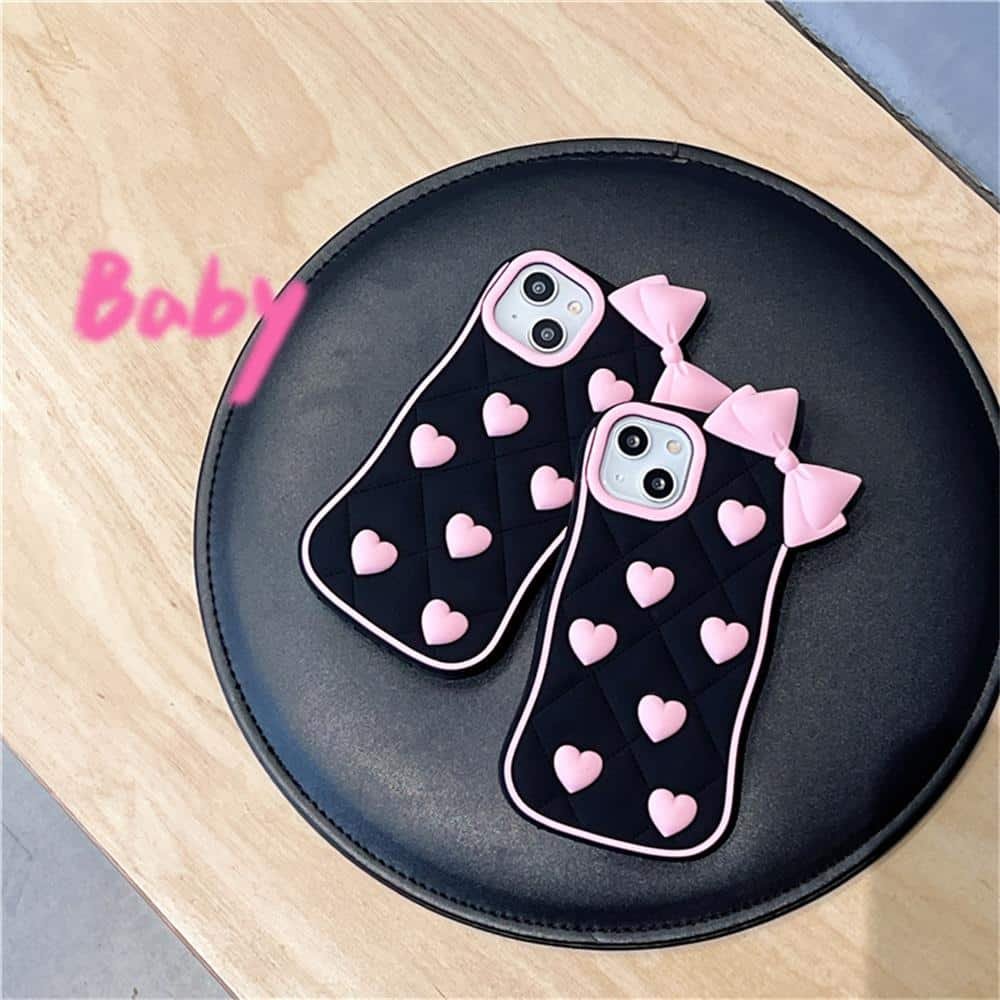 Black Love Bow 3D Phone Case for iPhone 5