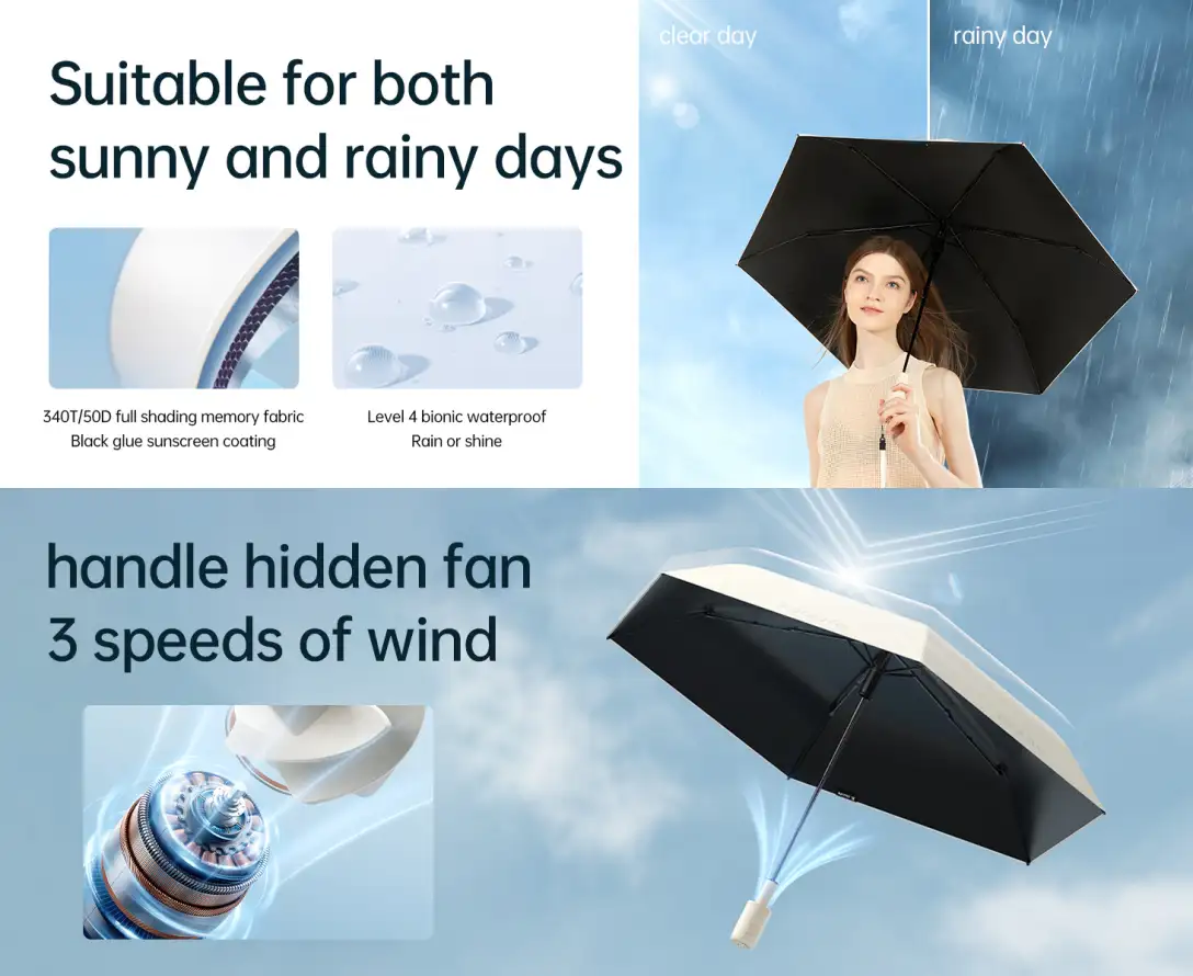 JISULIFE FA52 Umbrella With Cooling Fan 3