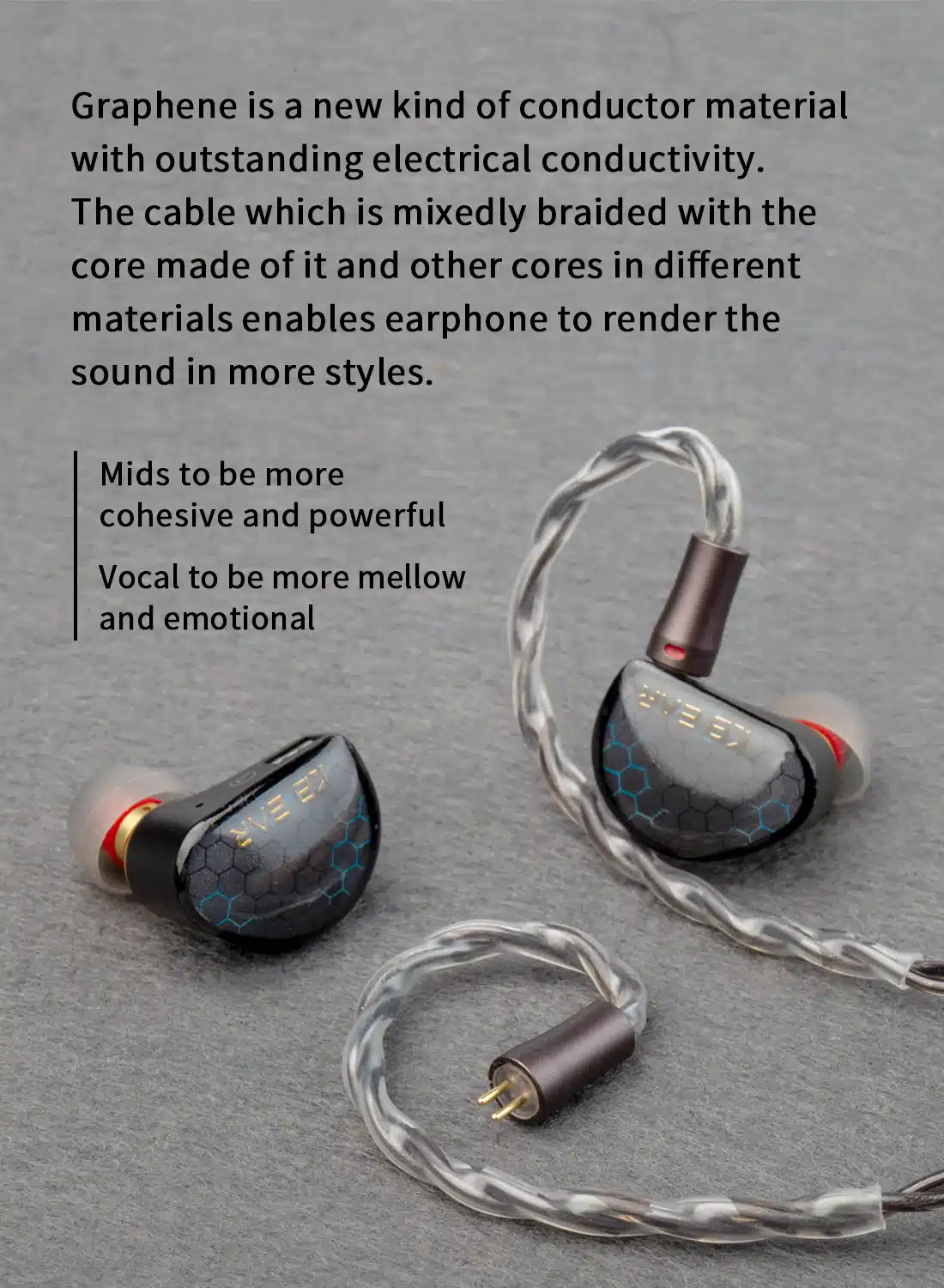 KBEAR Hazy 6N GrapheneCopper Silver Alloy mixedly braided upgrade cable 3