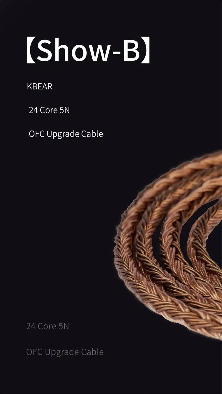 KBEAR Show B 24 Core 5N OFC Upgrade Cable 2Pin 2