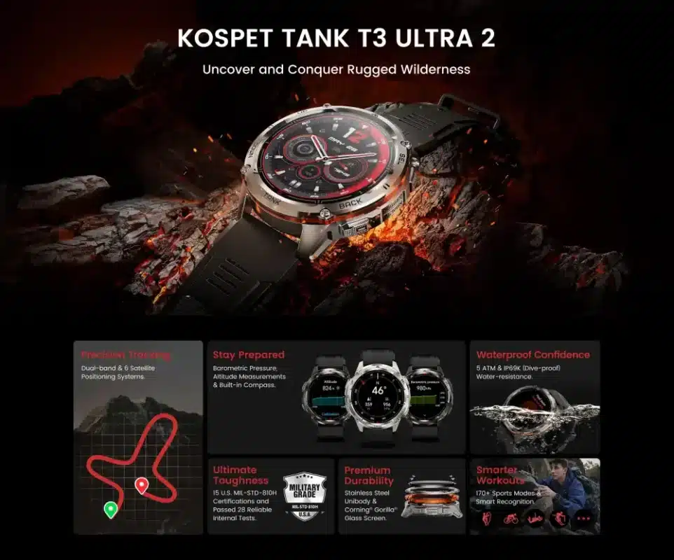 Kospet TANK T3 ULTRA 2 IP69K 5 ATM Dive proof Special Edition Dual Strap 3