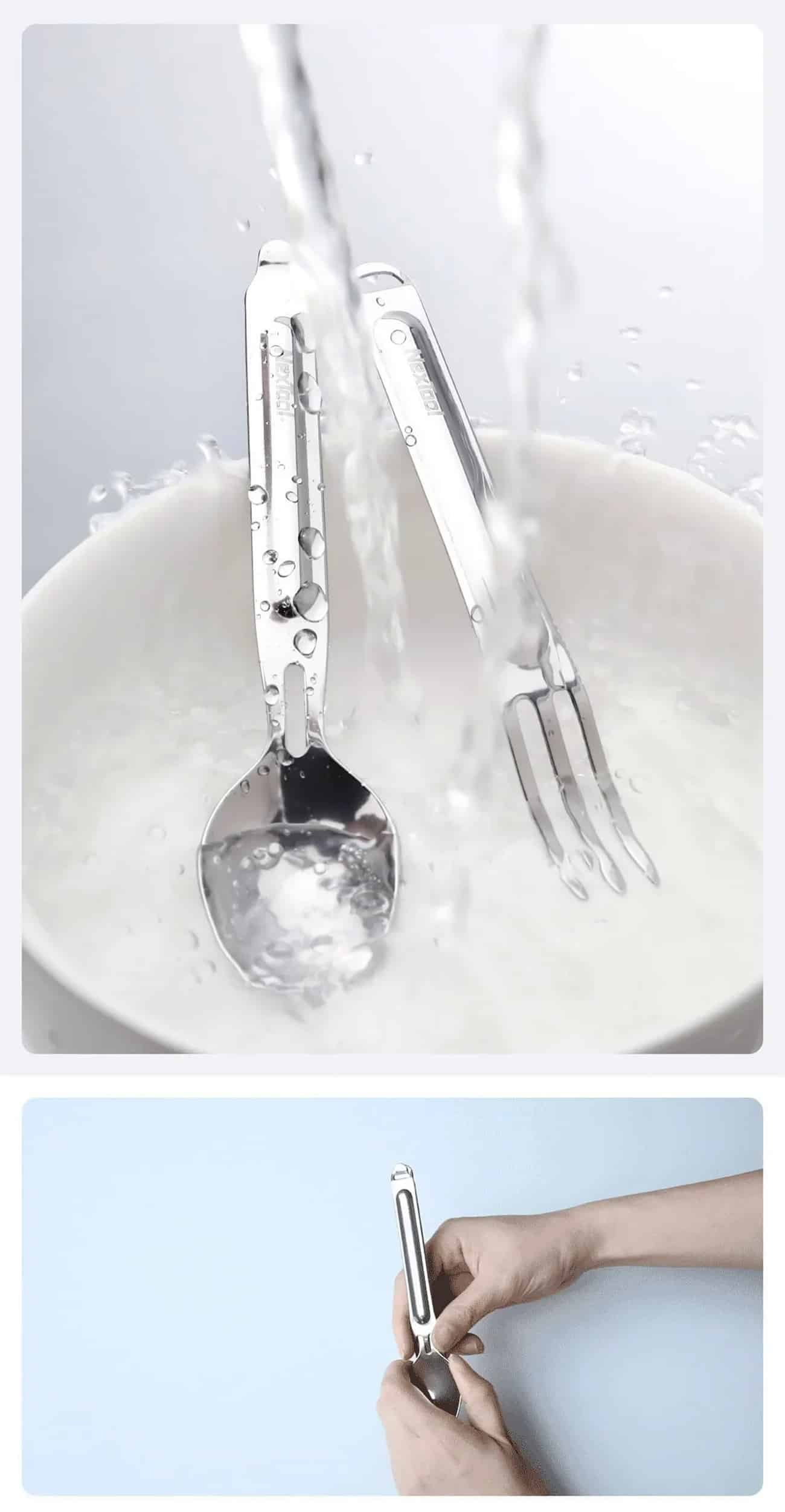 NexTool Outdoor Pure Titanium Spork and Spoon Reusable Camping Utensil Set wtih Case 1