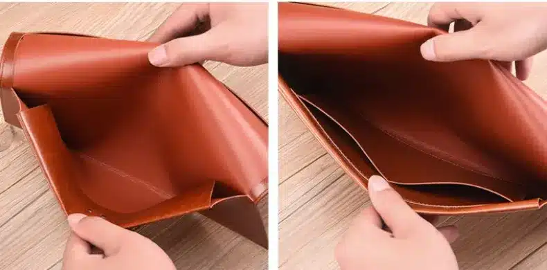 Retro Business Document Organizer Leather Portable Magnetic Button File Folder Bag 1