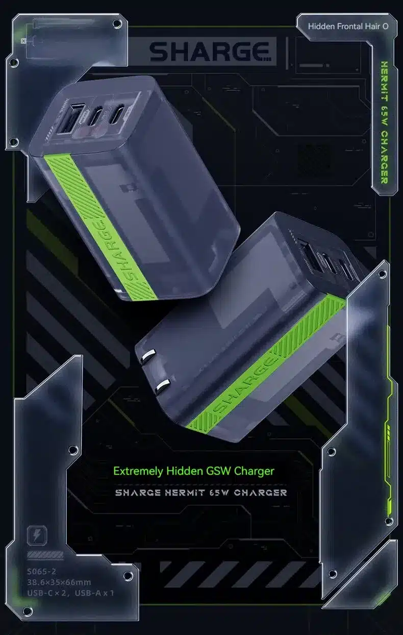Sharge Hermit 65W Gallium Nitride Multi-port Fast Charger 3 Sharge Hermit 65W Gallium Nitride Multi port Fast Charger 2