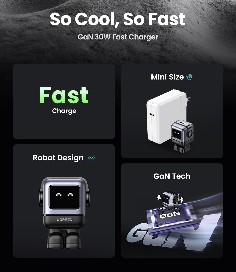 UGREEN QPai Robot 65W30W GaN Fast Charger 1