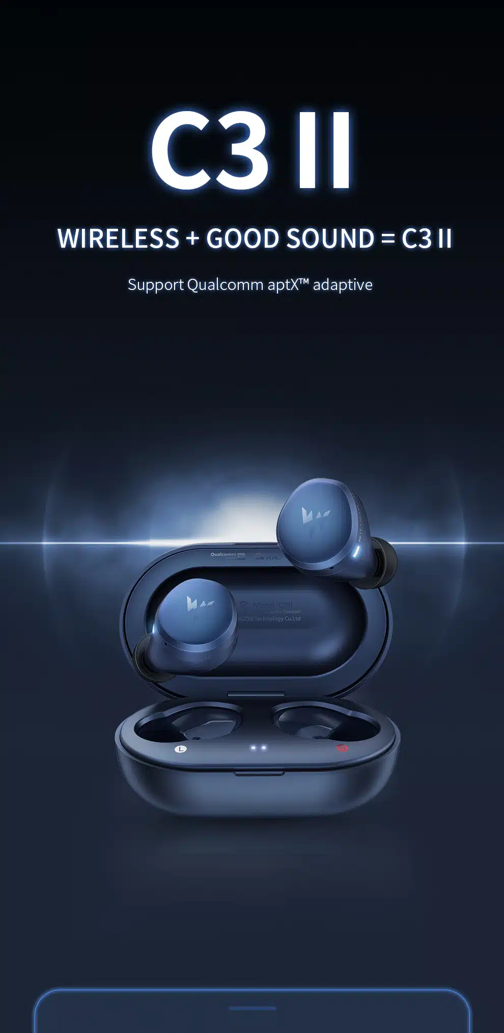 Whizzer C3II TWS Bluetooth Wireless Earbuds Apt X 1