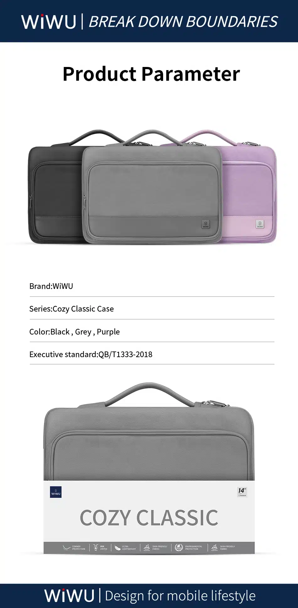 WiWU Cozy Classic Waterproof Polyester Laptop Sleeve Anti-drop Design HandBag 2 WiWU Cozy Classic Waterproof Polyester Laptop Sleeve Anti drop Design HandBag 3