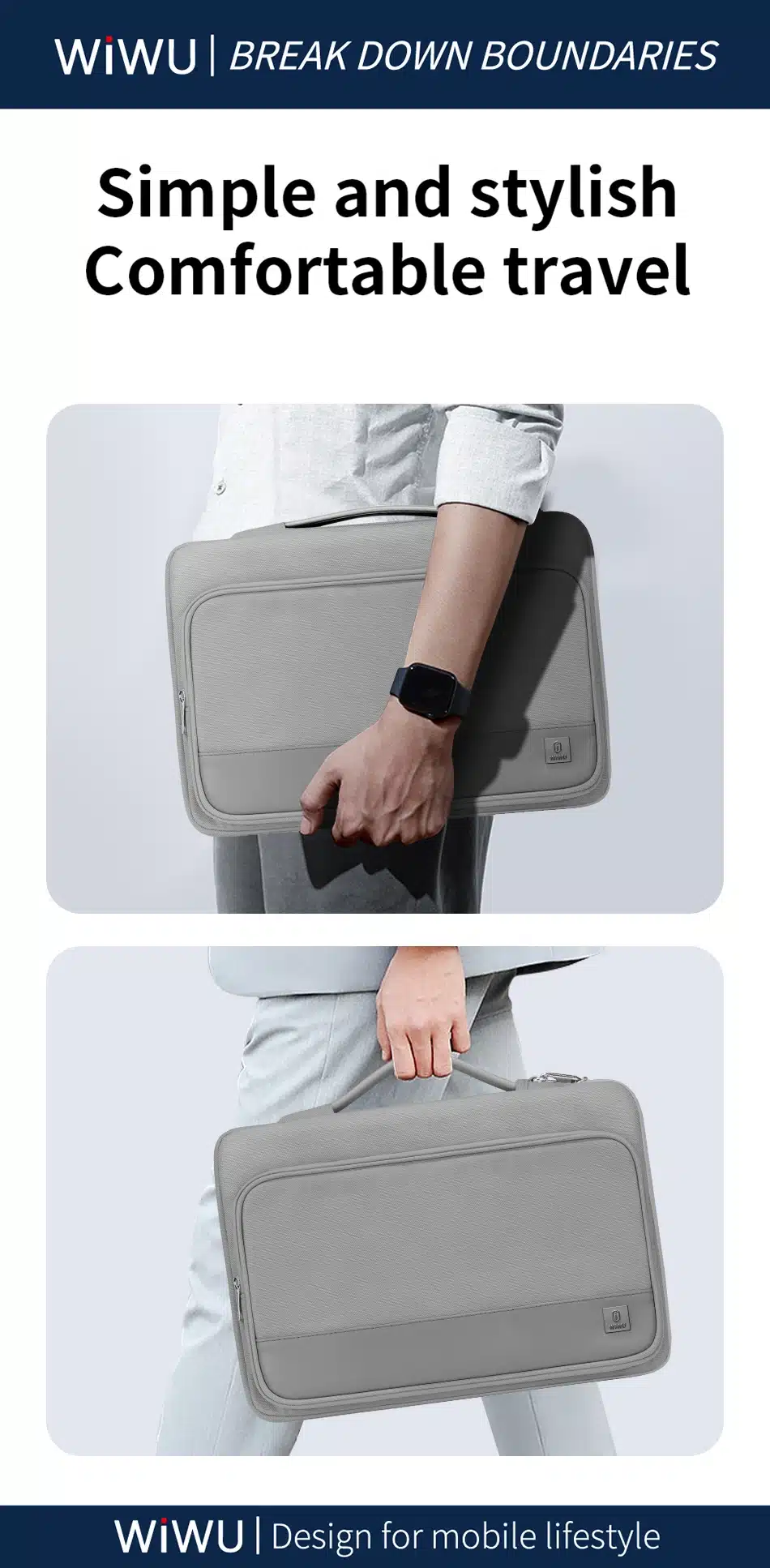 WiWU Cozy Classic Waterproof Polyester Laptop Sleeve Anti drop Design HandBag 4