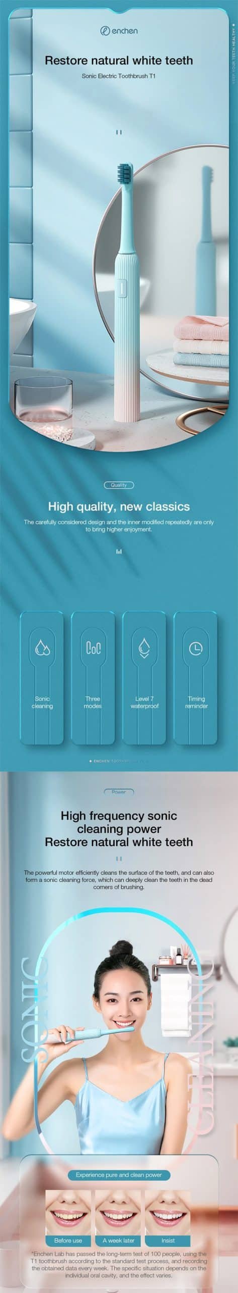 Xiaomi Enchen Mint 5 Electric Toothbrush Three Cleaning Modes scaled