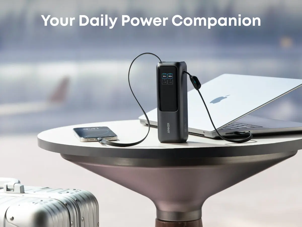 Anker Laptop Power Bank 25K mAh 165W, Built-In and Retractable Cables with Smart Display (A1695) 1 Anker Laptop Power Bank 25K mAh 165W Built In and Retractable Cables with Smart Display A1695 1