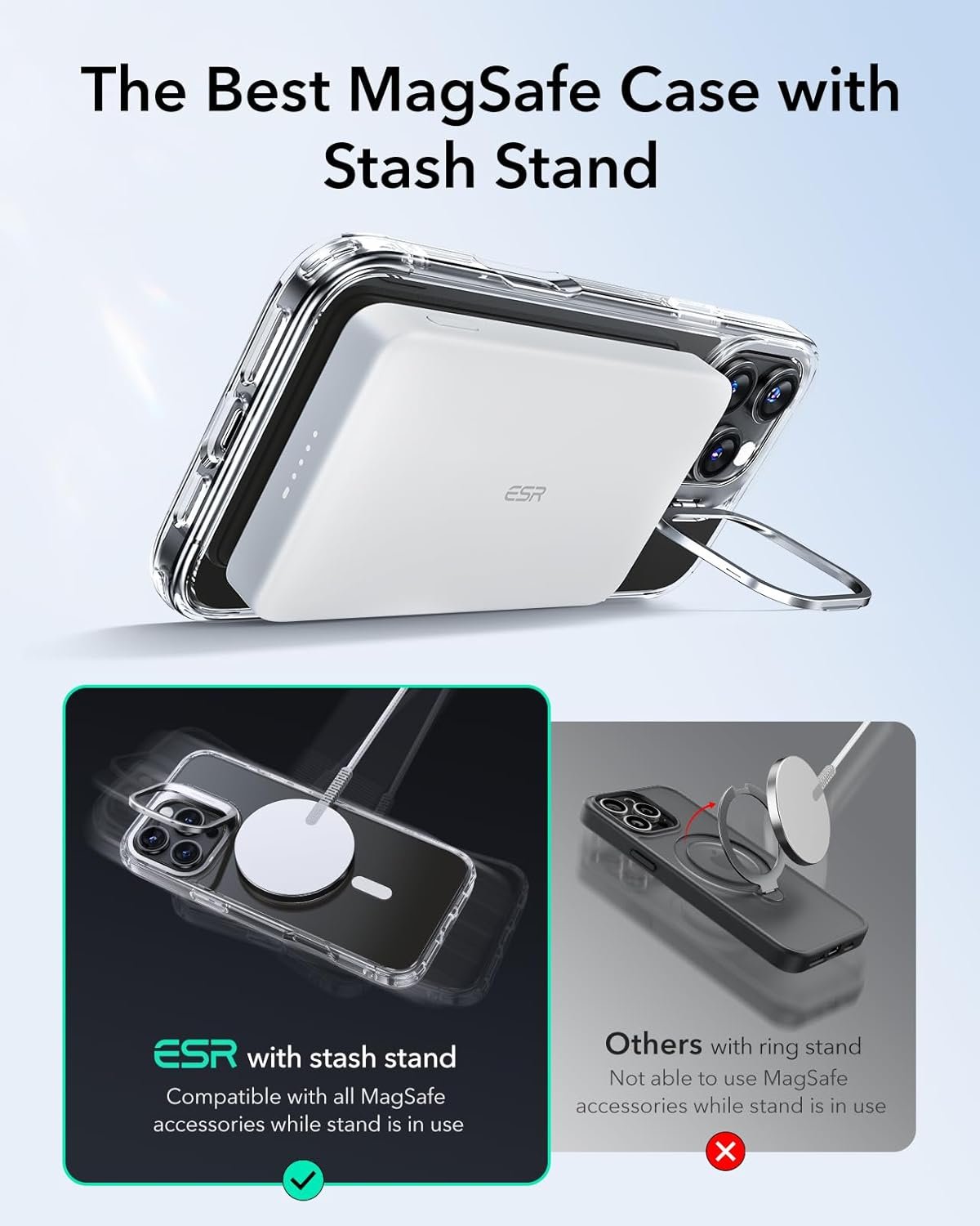 ESR Classic Hybrid with Stash Stand Protection Set For iPhone