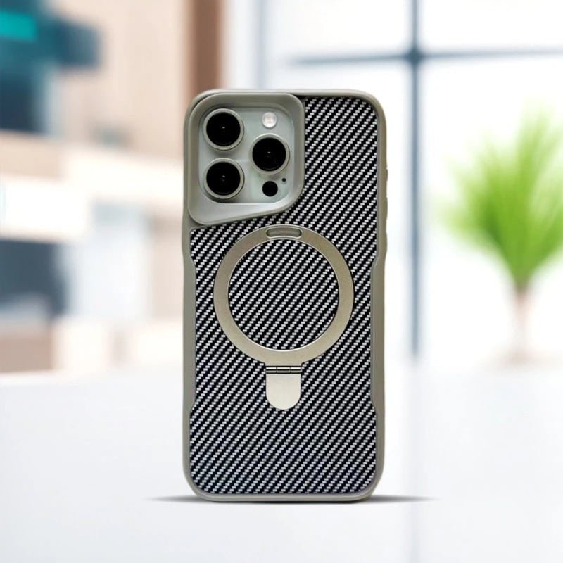 Luxury Carbon Fiber Kickstand Magsafe Case For Iphone 3